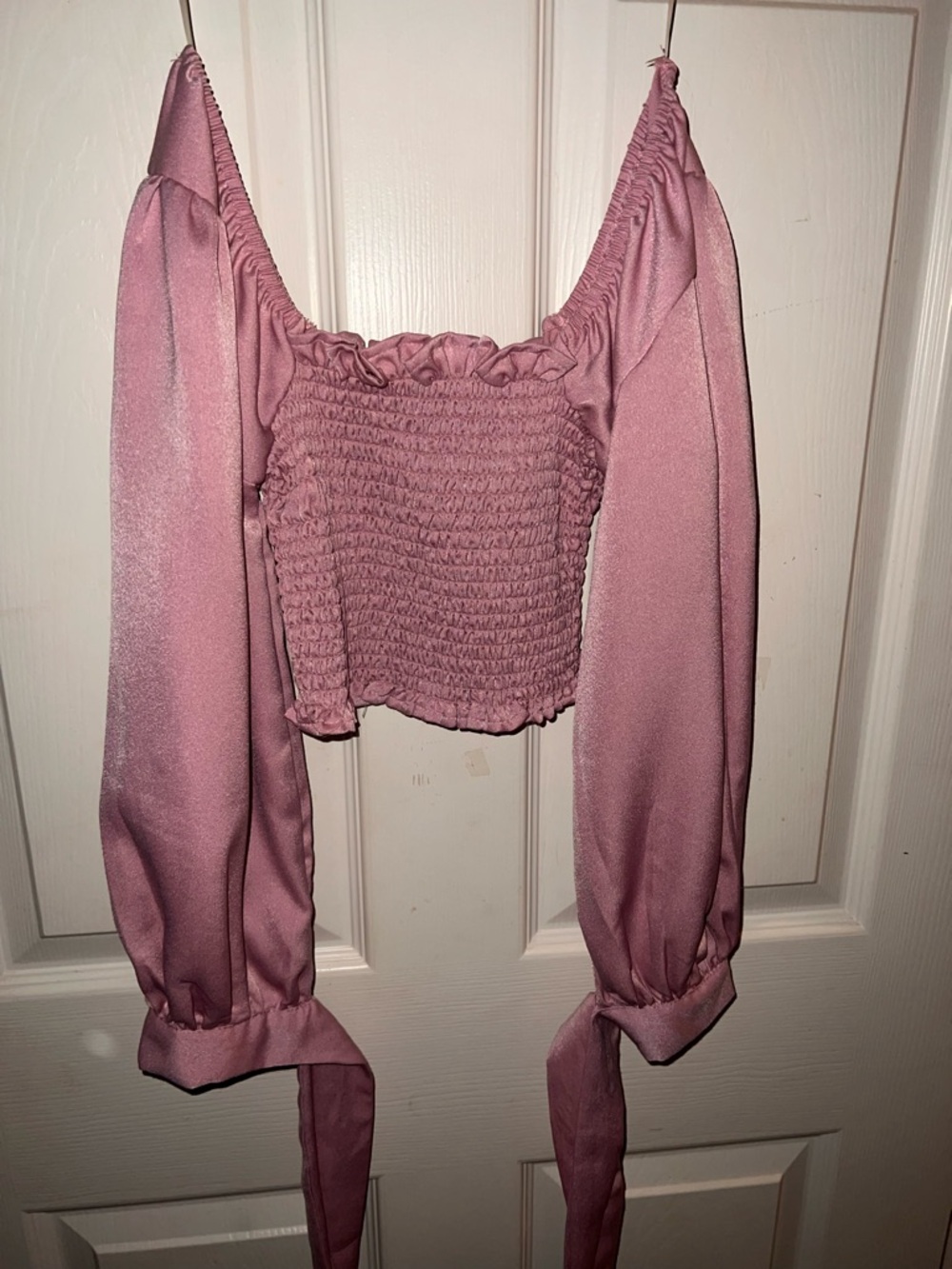 Women’s Smocked Off-Shoulder Crop Top - Dusty Rose YFVE